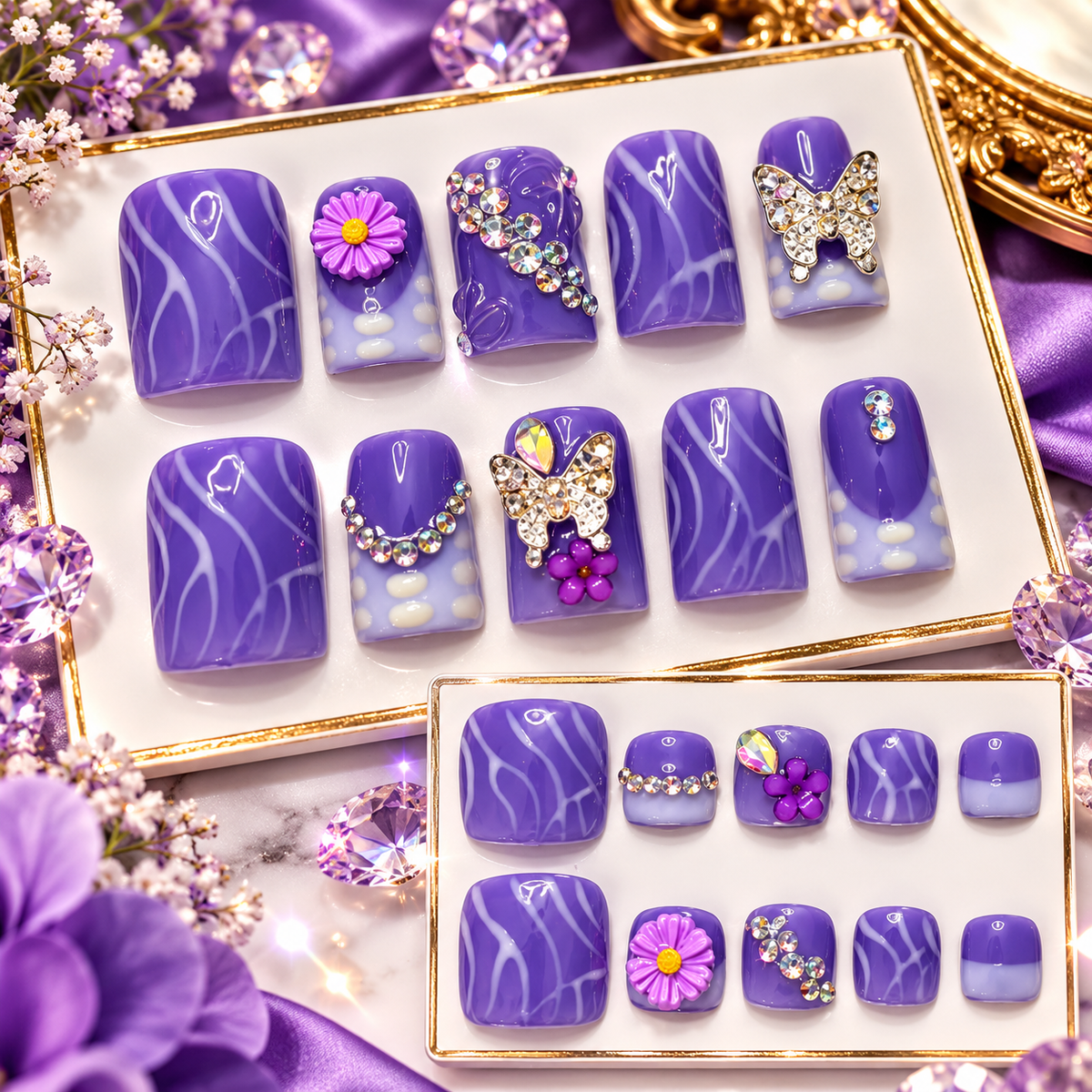 Purple Butterfly Dreams – Handmade Luxury Press-On Nails 💜🦋