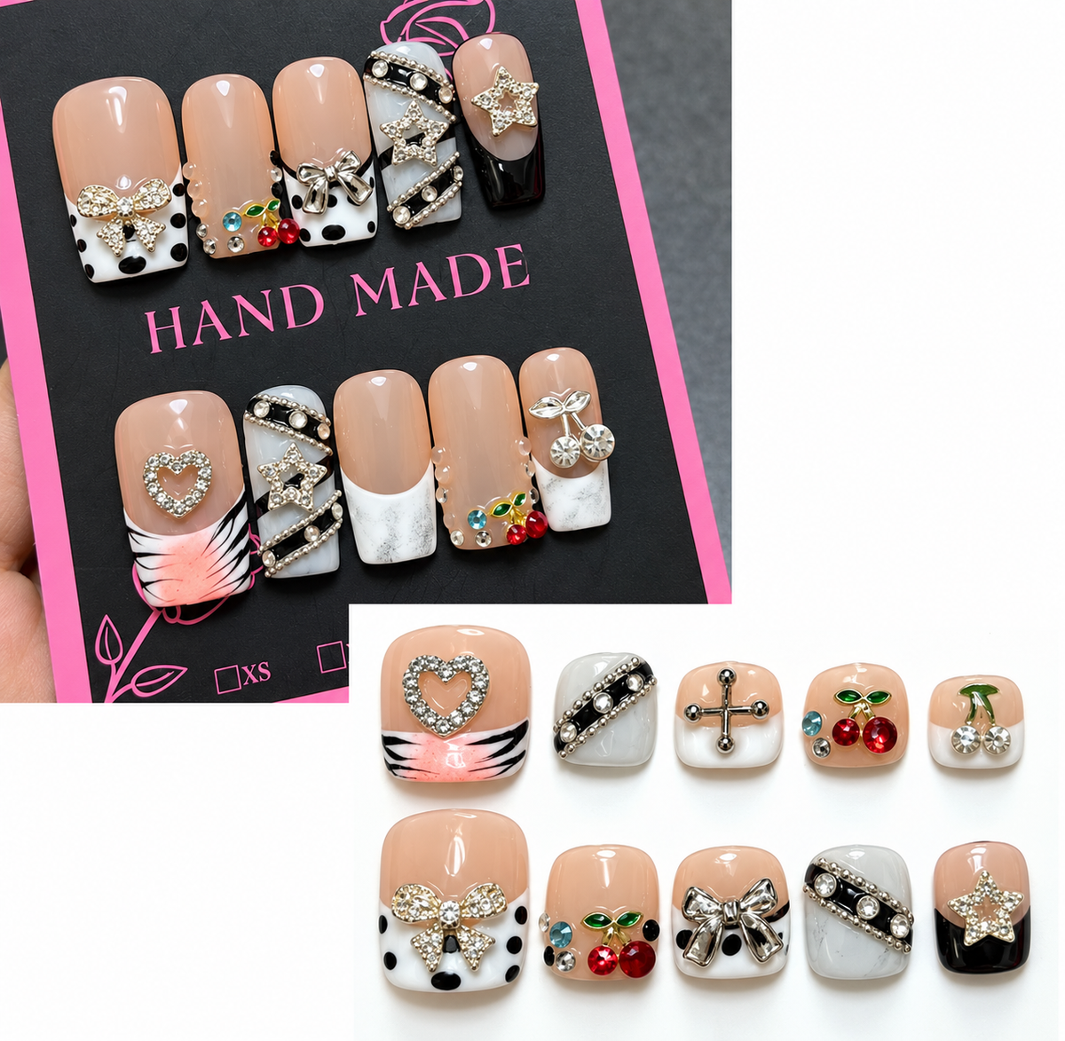 Luxury Handmade Rhinestone Press-On Toenails