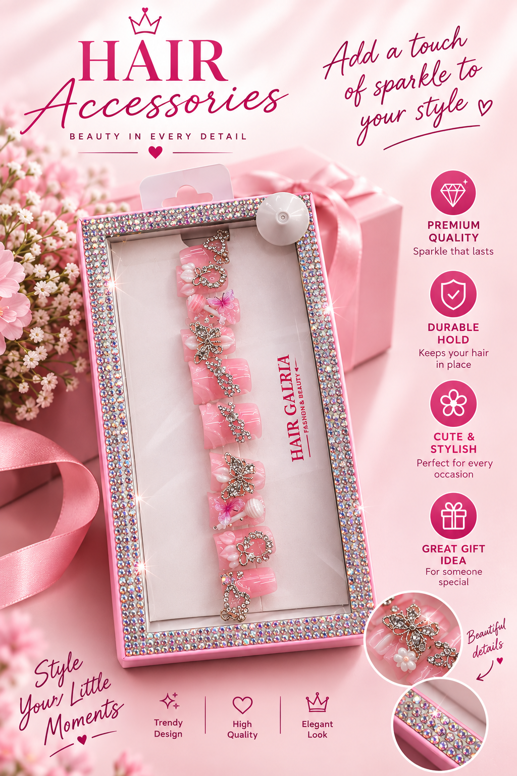 Sparkling rhinestones & 3D