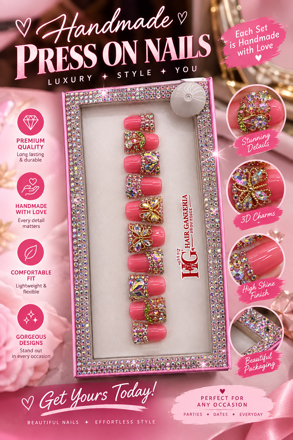 Sparkling rhinestones & 3D